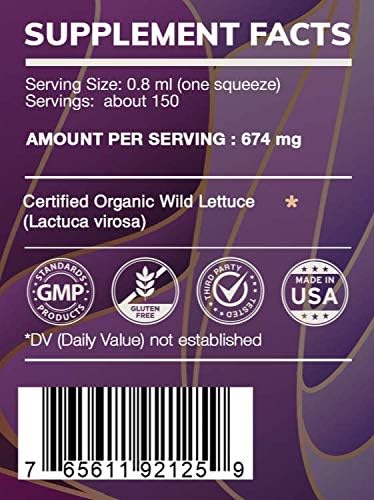Earth's Love - Wild Lettuce Alcohol-Free Herbal Extract Tincture, Super-Concentrated Wild Lettuce (Lactuca virosa) Dried Herb (4 Fl Oz)