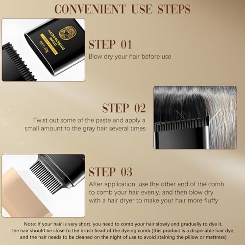 2 in 1 Hair Color Stick, Waterproof and Sweat-Proof Hair Dye Stick, Portable Color Touch-Up Hair Sticks With Comb, Cover Gray Hair Color Correction Sticks for Unisex (03# Chestnut Brown)