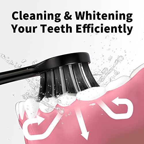 Replacement Toothbrush Heads Compatible with Gleem Electric Toothbrush, W Shape Design Planted with Nylon Bristle Black 10 Pack (Black)