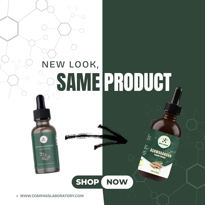 Ashwagandha Liquid Drops - Mood Support and Wellness Supplement - Natural Cortisol Manager and Immune Booster - 2 fl oz