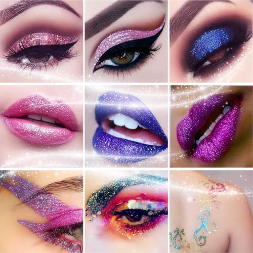 32 Colours Glitter Eyeshadow Palette, Make-Up Palette, Face and Body Glitter, glitter tattoos, festival accessories, Glitter Artistry Palette, Eye Shadow pallets for Women Girls Kids