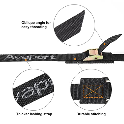 Ayaport Cam Buckle Tie Down Straps Lashing Straps 2200lbs Break Strength Heavy Duty Car Roof Rack Strap for Kayak, SUP, Surfboard, Cargo, Motorcycle, Truck, Boat, Dirt Bike (1" x 8')