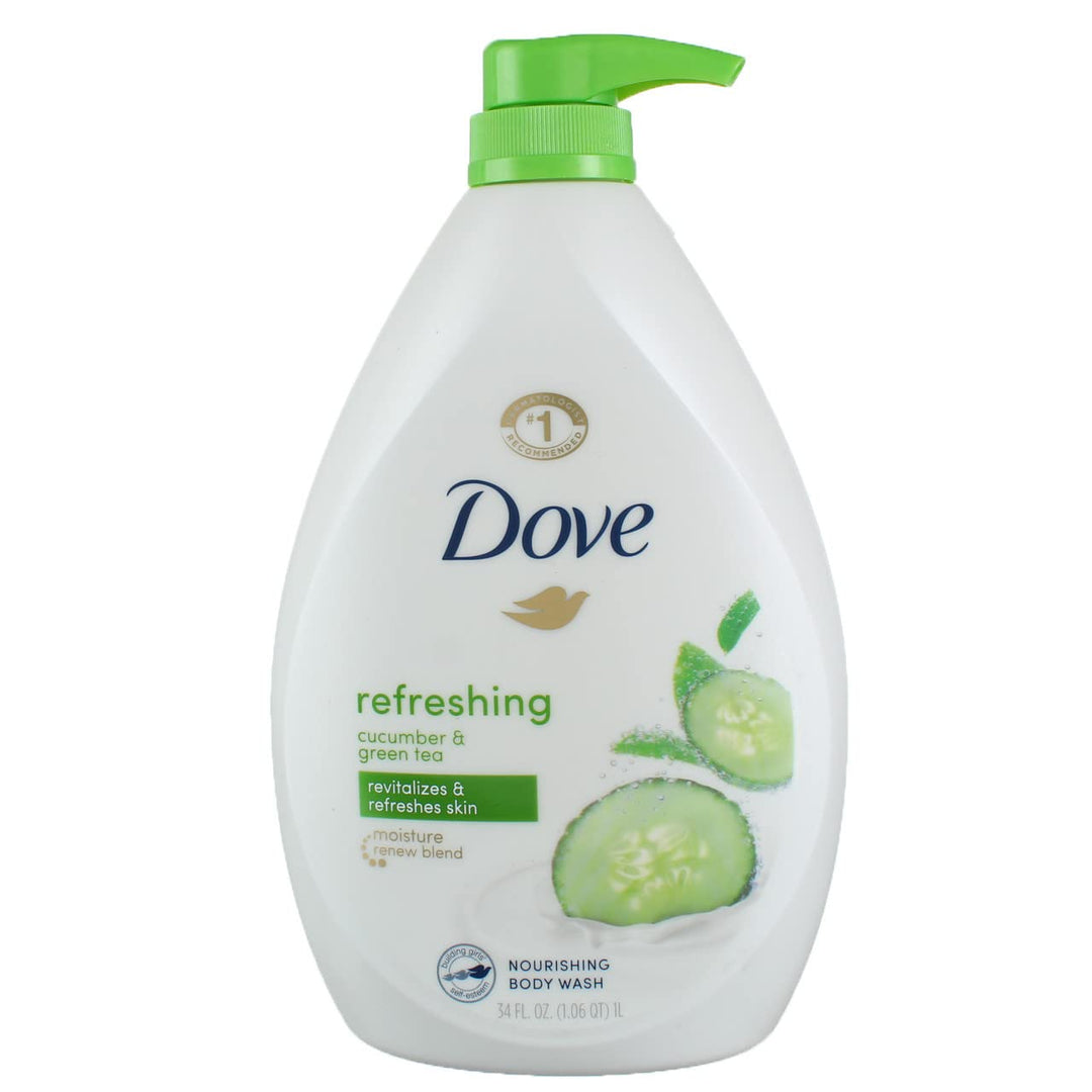 Dove Refreshing Revitalizes And Refreshes Skin Body Wash, Cucumber and Green Tea, 34 fl oz (3 pack) (Bundle)