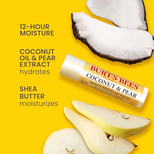 Burt's Bees Coconut and Pear Lip Balm, Lip Moisturizer With Responsibly Sourced Beeswax, Tint-Free, Natural Conditioning Lip Treatment, 1 Tube, 0.15 oz.