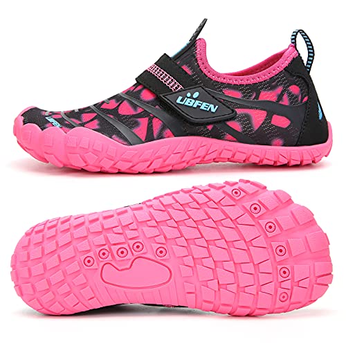 UBFEN Water Shoes for Kids Boys Girls Aqua Socks Barefoot Beach Sports Swim Pool Quick Dry Lightweight Toddler Little Big Kid A Pink 8 Toddler