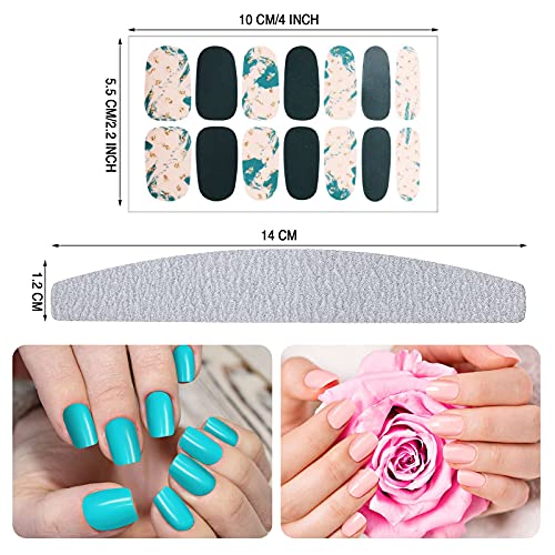 Maitys 560 Pieces 40 Sheets Full Wrap Nail Stickers Nail Polish Strips Decals Self Adhesive Gel Fingernail Strips Art Decals with File for Women DIY Craft Decorations(Bright Style)