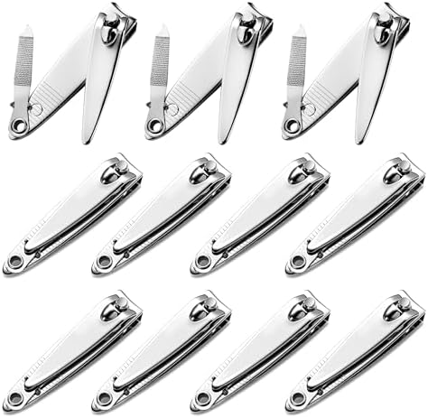 Nail Clippers with File Bulk - 24 Pack Multipack for Women & Men, Swing-Out Nail Cleaner, 2.36-Inch Fingernail Clippers Attached Filer, Durable Small Mini Clippers Bulk (24 Count)