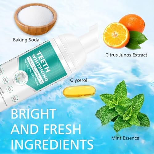 2PCS Foam Toothpaste, Whitening Baking Soda Toothpaste, Ultra-fine Mousse Foam Deeply Cleaning Gums, for Great Oral Care & Whitening Result Blueberry and Mint