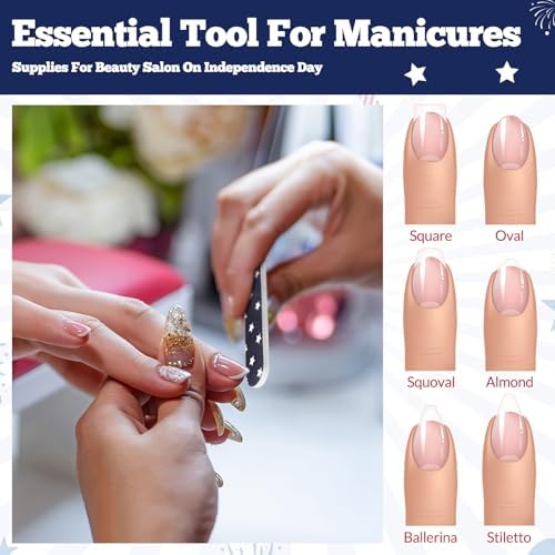 60 Pack 4th of July Nail Files Independence Day Gifts for Women Patriotic American Flag Pattern Emery Boards, Double Sided 180 Grit Professional Fingernails Tool Memorial Day Favors