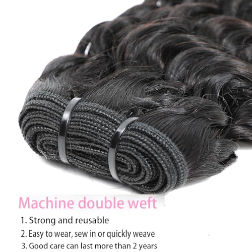 Deep Wave Bundles Human Hair 16 18 20 Inch Deep Curly Bundles 12A Grade 100% Unprocessed Brazilian Virgin Hair Wet and Wavy Bundles Double Weft Natural Black Color