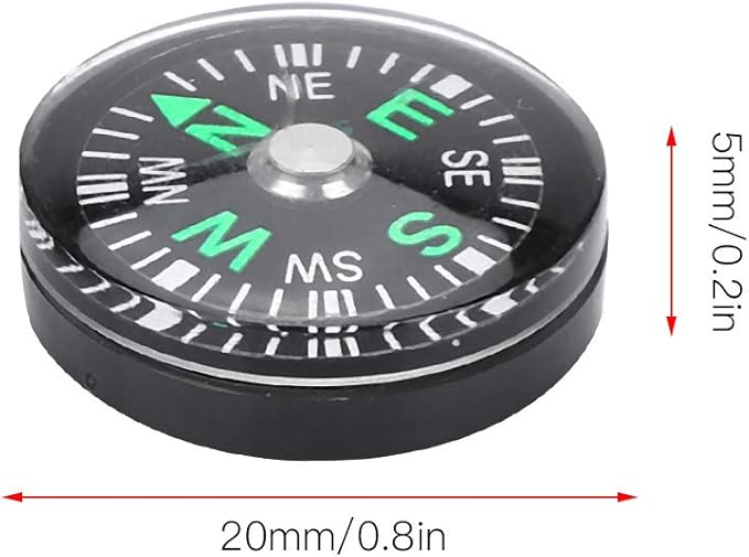Mini Survival Compass, 12pcs Black Outdoor Pocket Button Compass for Camping Hiking