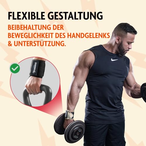 DMoose Lifting Wrist Wraps 12 and 18 Inches Thumb Loops with Wrist Support for Workouts Powerlifting Wrist Straps for Weight Lifting Red Stripes I