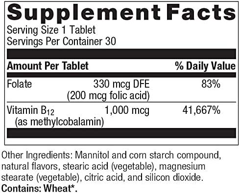 Bariatric Advantage B-12 Speedy Melts, Vitamin B12 1000 mcg Supplement, Fast Melting with 200 mcg of Folic Acid for Nutritional Support - Black Cherry, 30 Count