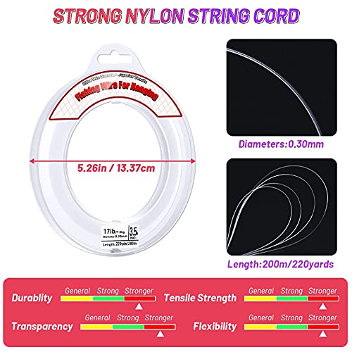 Fishing Line Clear, Acejoz 656FT Clear Fishing Wire for Hanging, 200 Meters 0.3mm Nylon String Supports 17 Pounds, Invisible Fishing Line for Balloon Garland Hanging Decorations Beading and Crafts…