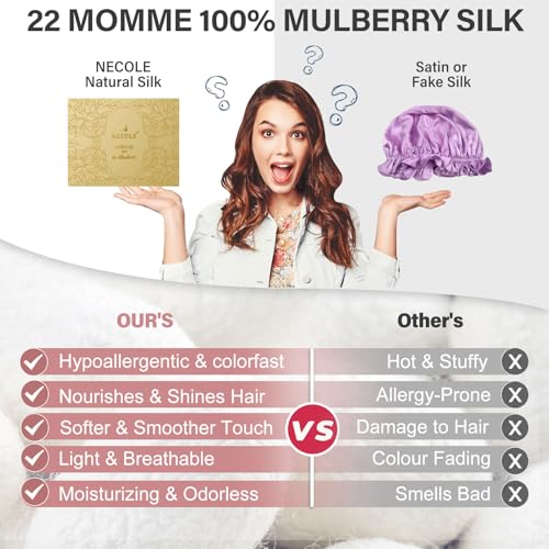 22 Momme 100% Mulberry Double Silk bonnet for sleeping women Double Layer lined Stay On Head for Hair Care with adjustable elastic Band Non-Slip Silk Turban Curly Hair silk hair cap Pink