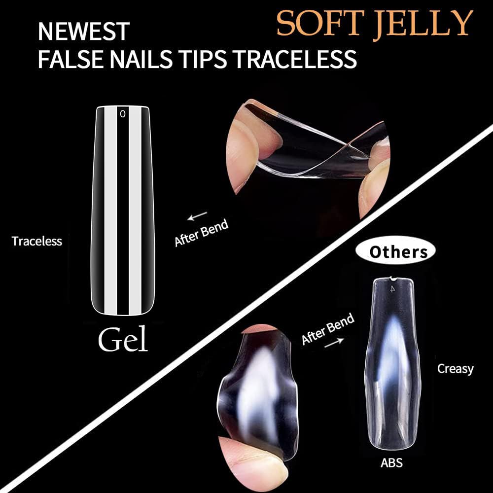 XXL Square Gel Nail Tips | 120 PCS Extra Long | No C Curve | DIY Home Use