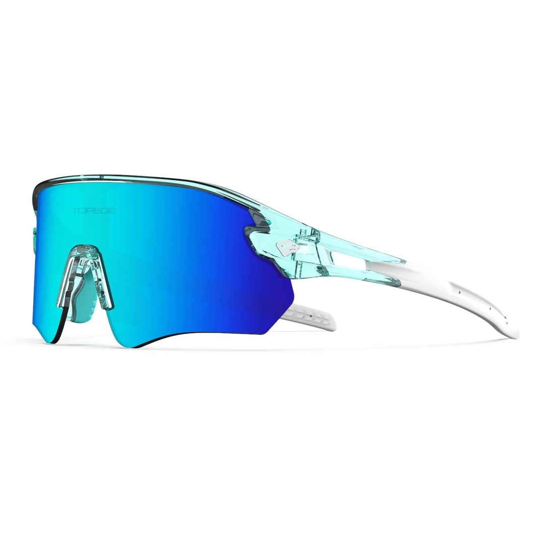 TOREGE Z87 Sunglasses for Men Women Cycling Fishing Running Driving Baseball Anti-fog Sports Sunglasses UV Protection 02EV (Transparent Green Blue&White&Ice Blue Lens)