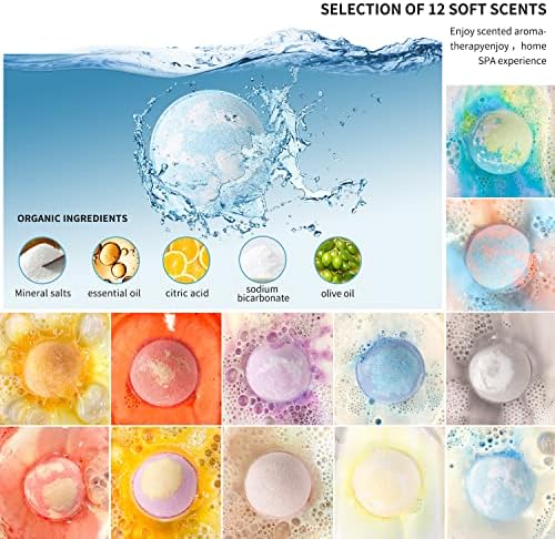 Bath Bombs Gift Set - 24 Pcs Handmade, Natural & Organic Essential Oil Bubble Bath for Women and Girls