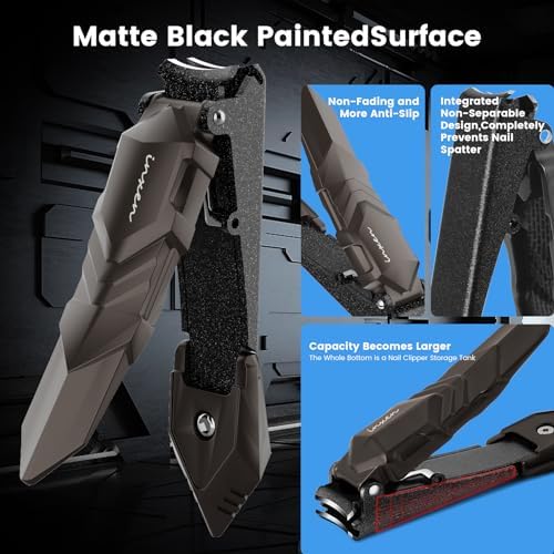 Nail Clippers for Men with Catcher – No Splash, Self-Collecting Premium Steel Clippers for Fingernails & Toenails, Ideal Gift & Grooming Gifts, Great Gadget & Stocking Stuffer Gift