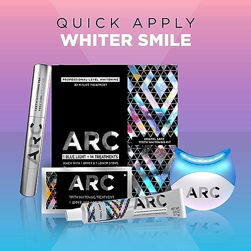 ARC Teeth Whitening Strip Kit with Blue Light, 28 Strips (14 Count Pack)