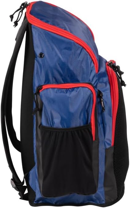 ARENA Spiky III Backpack 45 Swimming Athlete Sports Gym Rucksack Large Training Gear Equipment Swim Bag for Men and Women, 45 Liters, Navy/Red/White