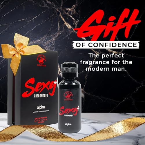 Beverly Hills Polo Club Sexy + Pheromones Alpha EDP Spray - Pheromone Cologne for Men with Natural Essential Oils, Long-Lasting Fresh Scent - Bergamot, Black Pepper & Vanilla Notes - 100ml