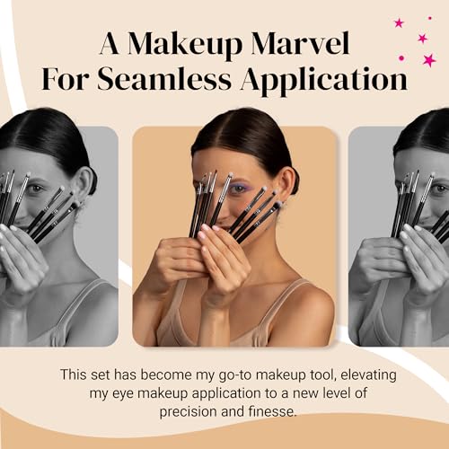 Keshima Professional Eye Makeup Brushes Set with Eyeshadow Brush, Eye Shadow Blending Brush, Smudge, Angled Crease, Pencil, Angled Eyeliner and Bent Eyeliner Brushes