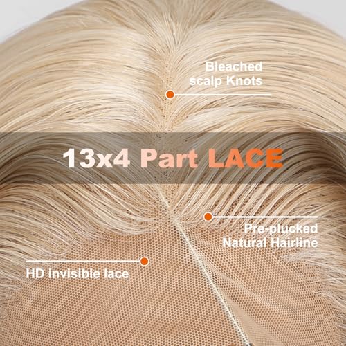 Blonde Synthetic Lace Front Wig,13x4 HD Lace Layered Wave Glueless Wigs for Women Daily Use 26IN
