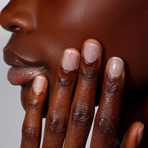 LONDONTOWN UV/LED Gel Nail Polish - Long Lasting, Chip Resistant High Shine Color - Shimmery Holographic Pink, Champagne in Bed, 12ml/.40fl oz