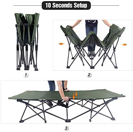 REDCAMP Oversized Camping cots for Adults 500lbs,33'' Extra Wide Tall Sleeping Cots Heavy Duty, XL Cots Portable for Outdoor Indoor Office, Green