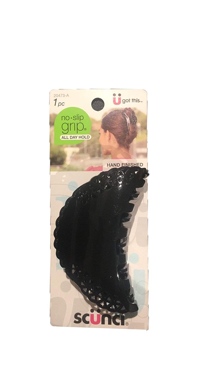 Scunci No-Slip Grip Lacey Claw Clip, Dark Brown/Black, Large (1 Piece)