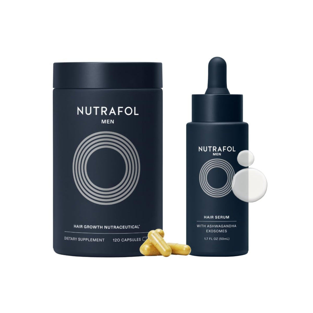 Nutrafol Men's Hair Growth Supplement and Hair Serum, Clinically Tested for Visible Thickness and Strength - 1 Month Supply, 1.7 Fl Oz Bottle