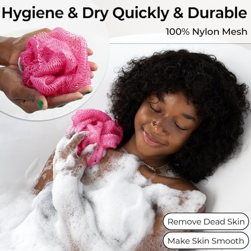 African Net Sponge Authentic - Afro Scrub Exfoliating Net Sponges with Knots - Real African Bath Sponge Washcloth for Shower - Body Exfoliator Scrubber