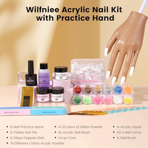 Practice Hand for Acrylic Nails Kit: Fake Silicone Hands Nail Mannequin Hand for Nail Extensions Nail Caving - Flexible Practice Nails Hand Set for Beginner Salon Home