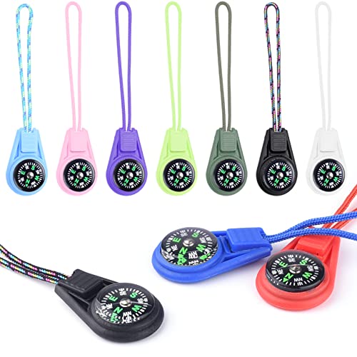 LongSLong Mini Compass for Kids Compass Keychain，Button Compass Bulk Kit，Paracord Hiking Survival Small Compasses，Kids Scout Compass 10pcs