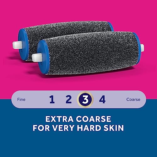 Amopé Pedi Perfect Electric Callus Remover Foot File Roller Head Refills, with Diamond Crystals, Removes Hard & Dead Skin, Extra Coarse for Very Hard Skin – 2 Count