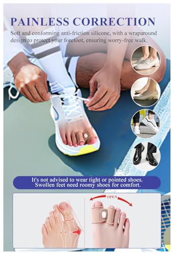 Adjustable Toe Separators For Women Men Big Toe, Bunion Corrector Spacers Relief Big Toe, Gel Straightener For Hammer Overlapping