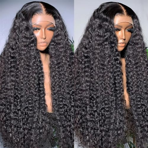 13x6 Deep Wave Lace Front Wigs Human Hair 180 Density, 30 Inch Curly Lace Frontal Wig Human Hair Pre Plucked with Baby Hair (30inch, 13x6 Curly Wig)