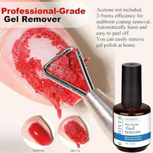 Gel Nail Polish Remover Kit – 2pcs (30ml) with Cuticle Pusher & Nail File – Fast & Gentle Gel Remover for Nails, No Soak or Foil Needed, Removes Gel Polish in 2-5 Minutes, Ideal for At-Home Manicure