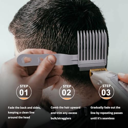 2PCS Fade Comb Tool, Fade Tool for Men Haircut Gradient Hair comb Compatible with All Clipper, Blending Combs Barber Accessories for Fades (Black/Grey)