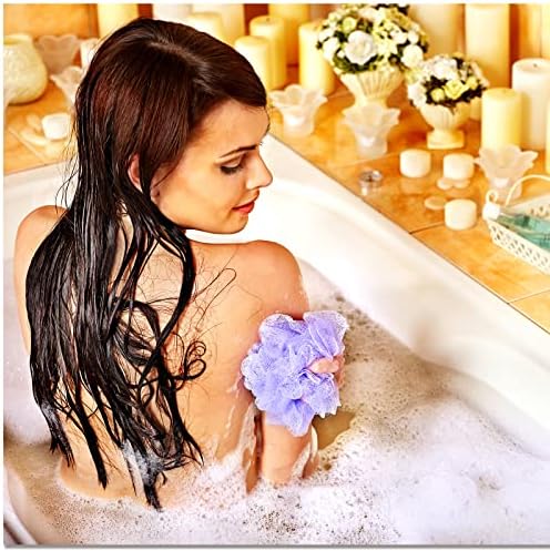 CHENGU 80 Pcs Loofah Bulk Sponge Bath Sponges for Shower Bath Luffa Bulk Pouf Shower Puff Wash Body Pouf Mesh Loofah Exfoliating Body Scrubber for Baby Women Men, 20g (Mixed Colors)