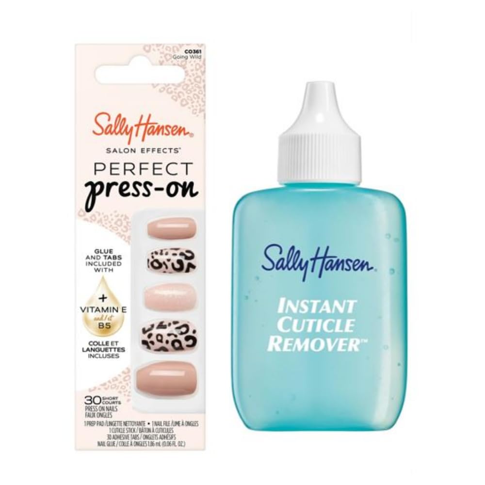 Sally Hansen Instant Cuticle Remover | 15-Second Gel & 30 Press-On Nail Designs