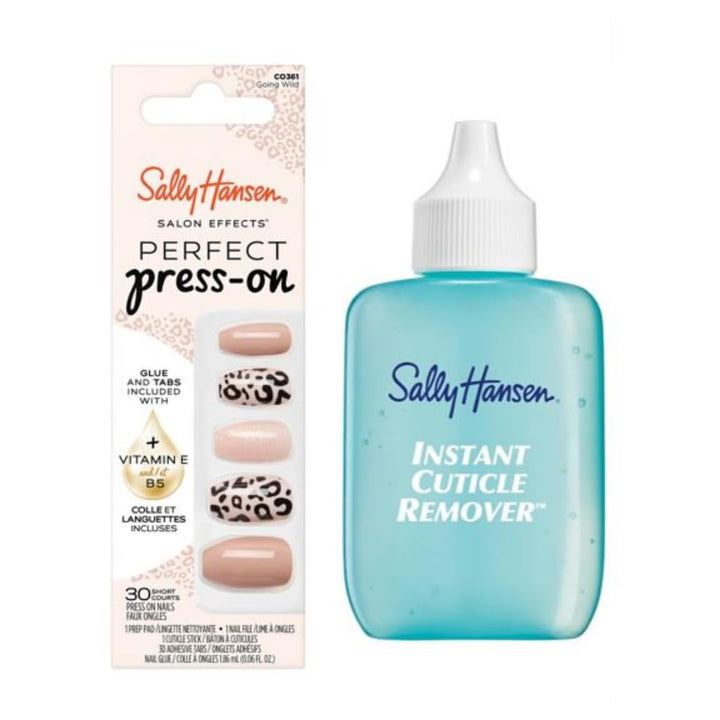Sally Hansen Instant Cuticle Remover | 15-Second Gel & 30 Press-On Nail Designs