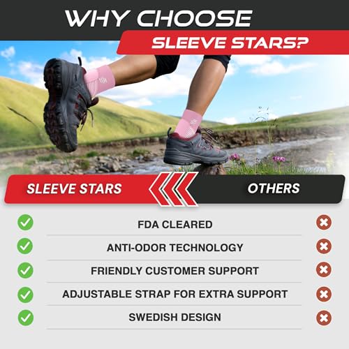 Sleeve Stars Ankle Support for Ligament Damage & Sprained Ankle, Plantar Fasciitis Support & Achilles Tendonitis Pain Relief, Ankle Brace for Women & Men w/Compression Ankle Strap (Single/Baby Pink)