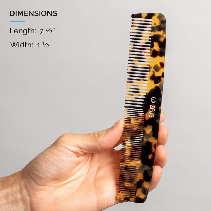 ZEUS Large Hair Comb, 7.5” Handcrafted Saw-Cut Non-Static Hair Comb for Men (Traditional) Y11