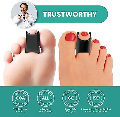 Welnove Hammertoe Corrector - 6 Pack Toe Splints - Soft Gel Toe Straighteners - Realign Bent, Curled, Crooked, Claw, Hammer Toes - Toe Corrector for Men and Women, 3 Different Sizes (Black)