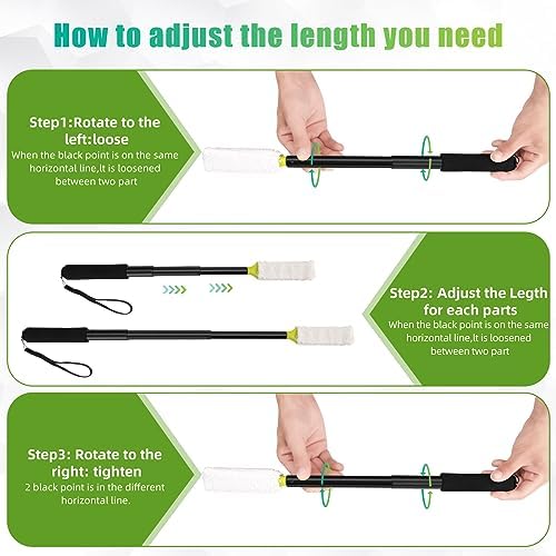 Toe Cleaning Brush,Foot Brush with Reusable Drying Covers.Foot Scrubber with Telescopic Aluminum Alloy 12"-24",Long- Handled Toe Lotion Applicator for Seniors,Elderly, Disabled Men and Women