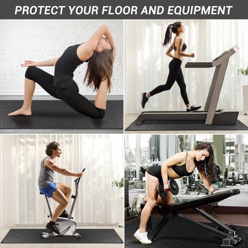 Exercise Equipment Mat Health & Fitness Exercise Bike Mat - Anti Fatigue Floor Mat, Fitness Mat, Treadmills Mat, Jump Rope Mat, Gym Mat Used On Hard Floors and Carpet Protection 24"x48"