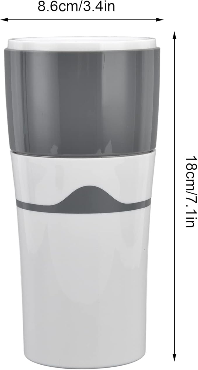 450ml Portable Drip Coffee Travel Mug, Side Leakage Proof Sharing Cup Lid Drip Coffee Machine with 3 Capsules for K Cup Capsules (Grey and White)