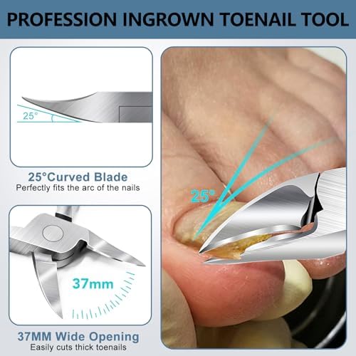 Toenail Clippers for Seniors Thick Nails - 17mm Wide Jaw Nail Clippers for Men, 37mm Heavy Duty Toe Nail Cutter, No Splash Nail Clippers w Catcher for Women